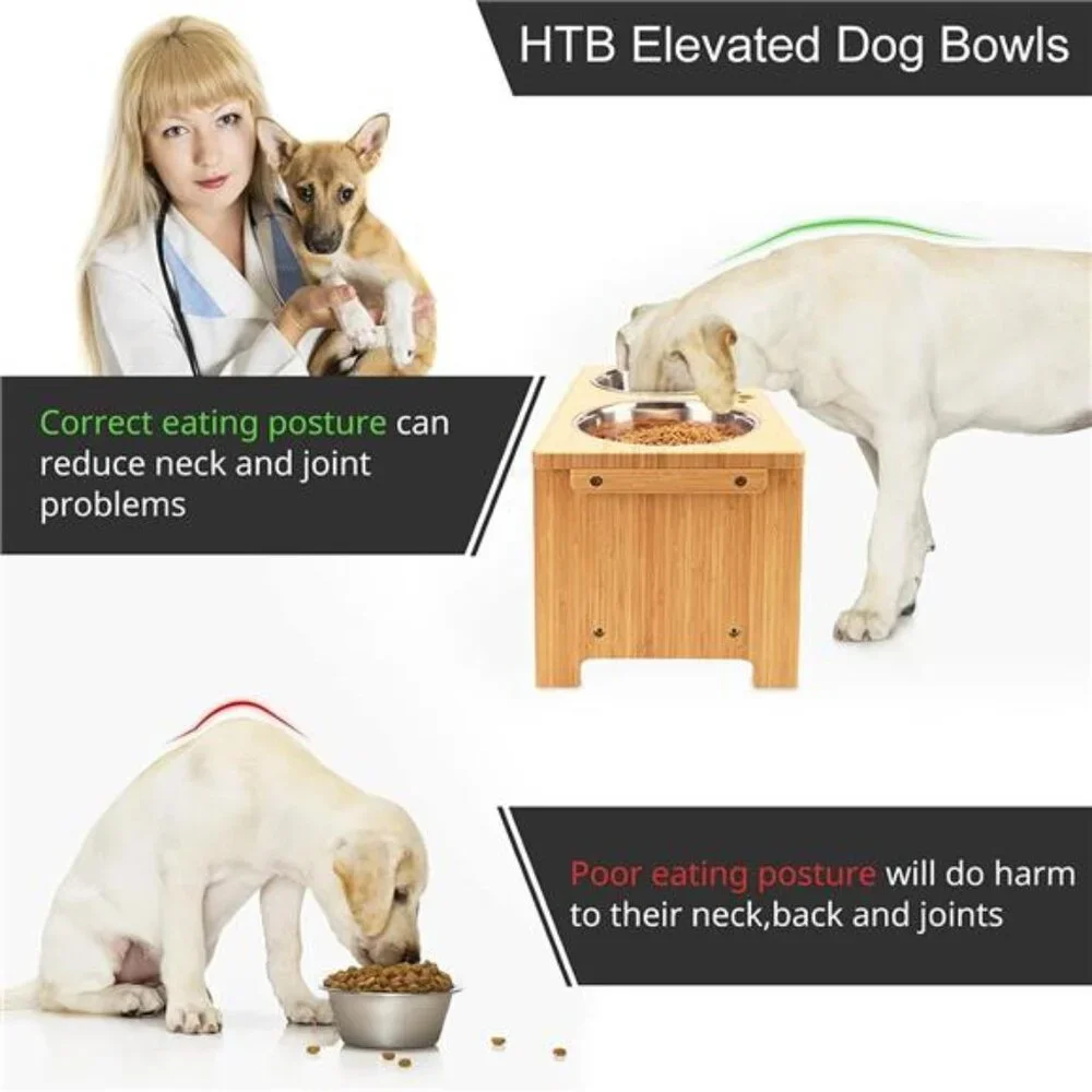 Elevated Dog Bowls,Raised Dog Bowl Stand with 2 Stainless Steel Bowls
